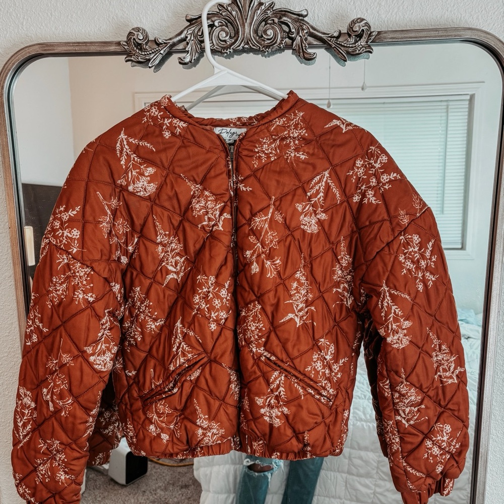Blu Halo Boutique Floral Quilted Jacket - Rust